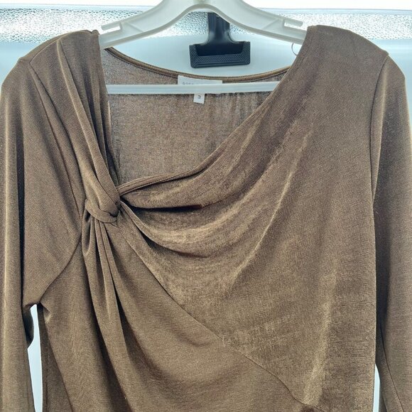 Good American Top Women's Size 3 Olive Green Ruched Long Sleeve - Picture 2 of 9